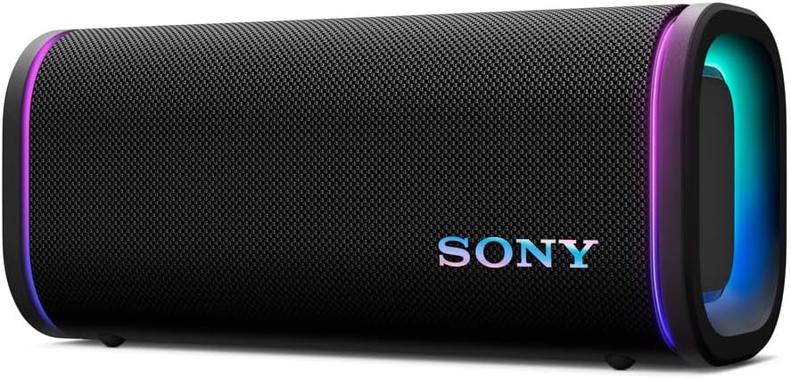 Sony ULT Field 5 Wireless Portable Bluetooth Speaker, IP67 Waterproof, Dustproof, and Rustproof with Enhanced Bass, 25 Hour Battery, 360° Party Light, and Shoulder Strap (SRSULT50B), Black
