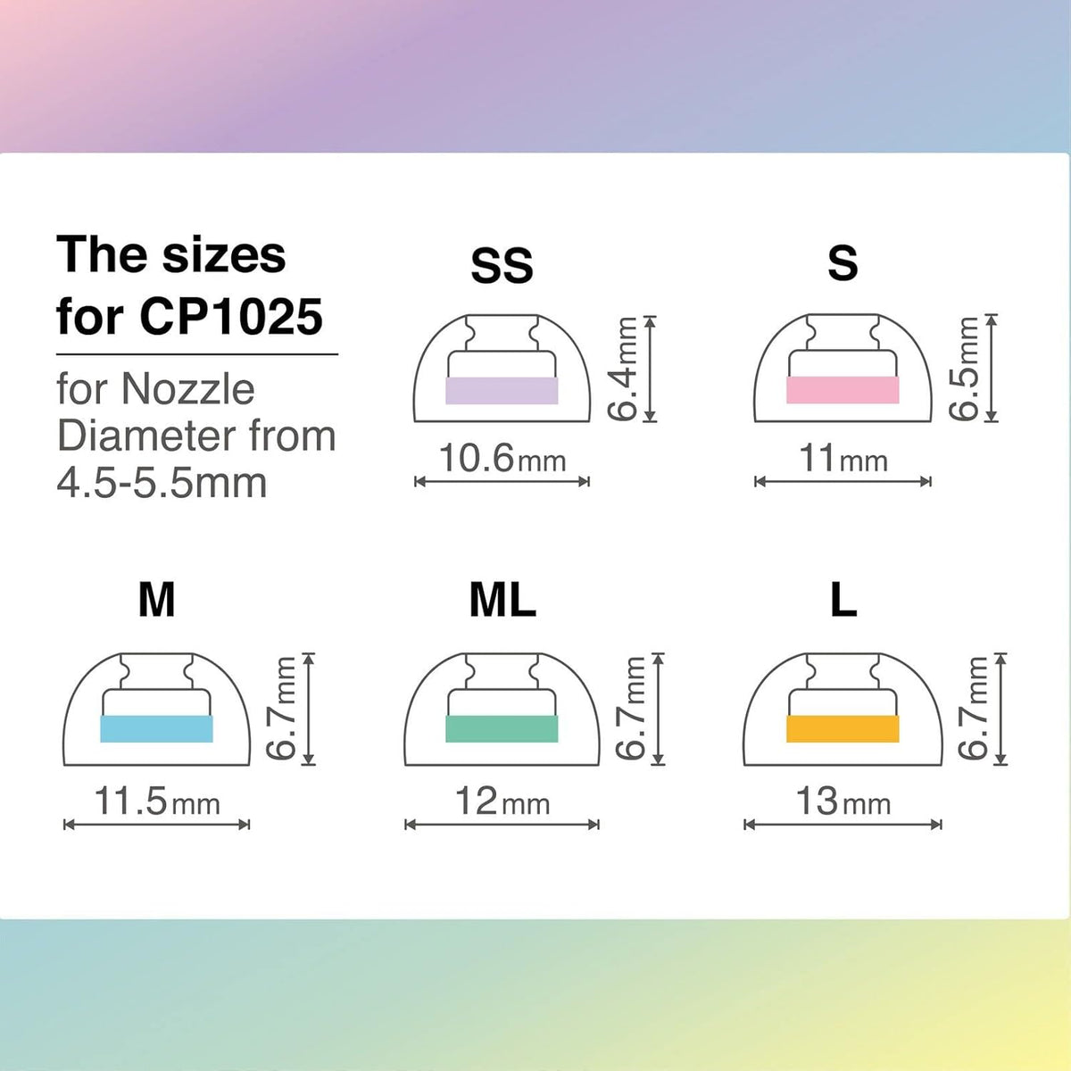 SpinFit CP1025-M/S- Medical Grade Silicone Patented Ear Tips, Secure Fit and Supreme Comfort Fits MTW3, Galaxy Buds 2, Soundcore Space A40 & More (2 Pairs) (for Nozzle Diameter from 4-5.5mm)