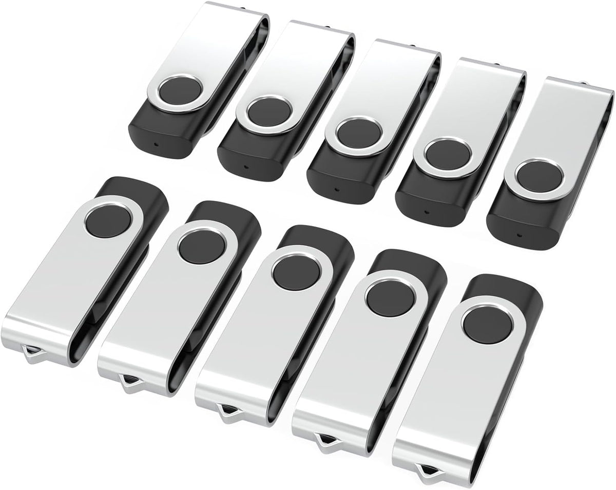 USB Flash Drives 4GB 10 Pack, Wooolken USB 2.0 Thumb Drives with Keychains Memory Stick USB Drive Pendrive for PC Laptop Computer (Black)