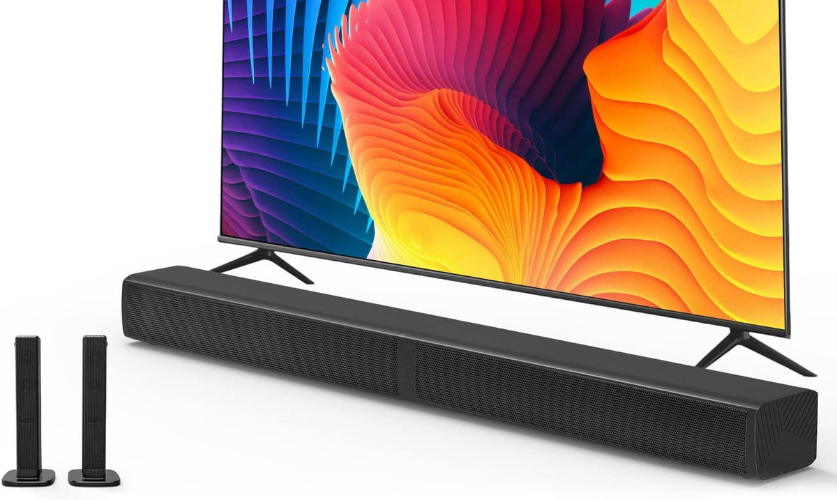 2 in 1 Separable Sound Bar for Smart TV, 2.2 Channel 32Inch Bluetooth 5.0 TV Speaker for Surround Sound System, Built-in Dual Subwoofer, Bass Adjustable, Remote Control Included(Sound Bar)