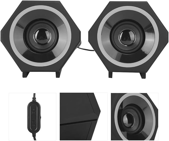 PC Speakers SADA USB Wired Subwoofer Full Range Unit Dynamic Music with Ice Blue Light Small Size High Power for Desktop Laptop Mobile Phone