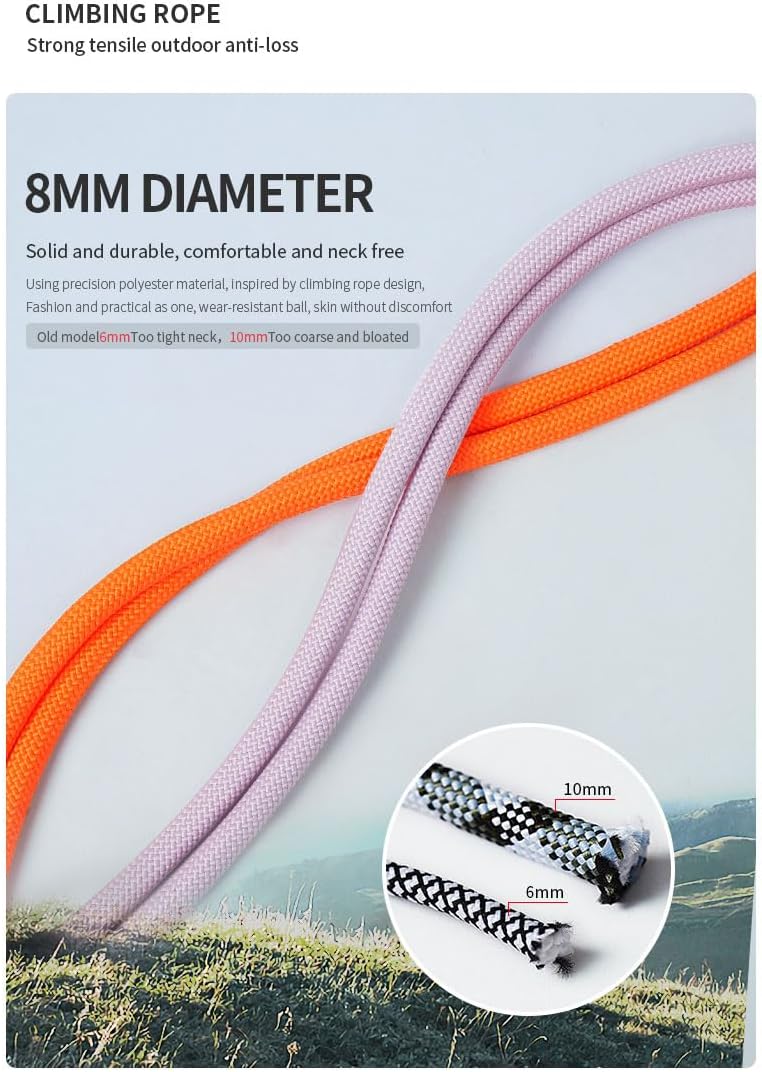 Adjustable Anti-Theft Phone Lanyard - 8mm Mountain Climbing Rope Neck & Crossbody Strap with Secure Locking Metal Clip - Rugged Outdoor Design for Smartphones (Light Purple)
