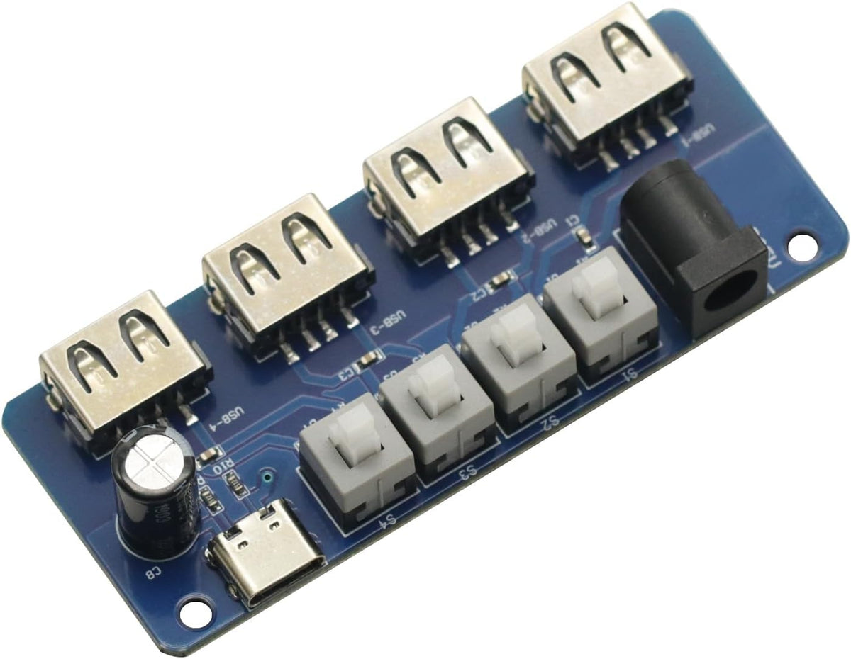 GODIYMODULES 5V 4-Way Power Expansion Module Button Control Power Supply USB Distribution Board Power Supply Hub