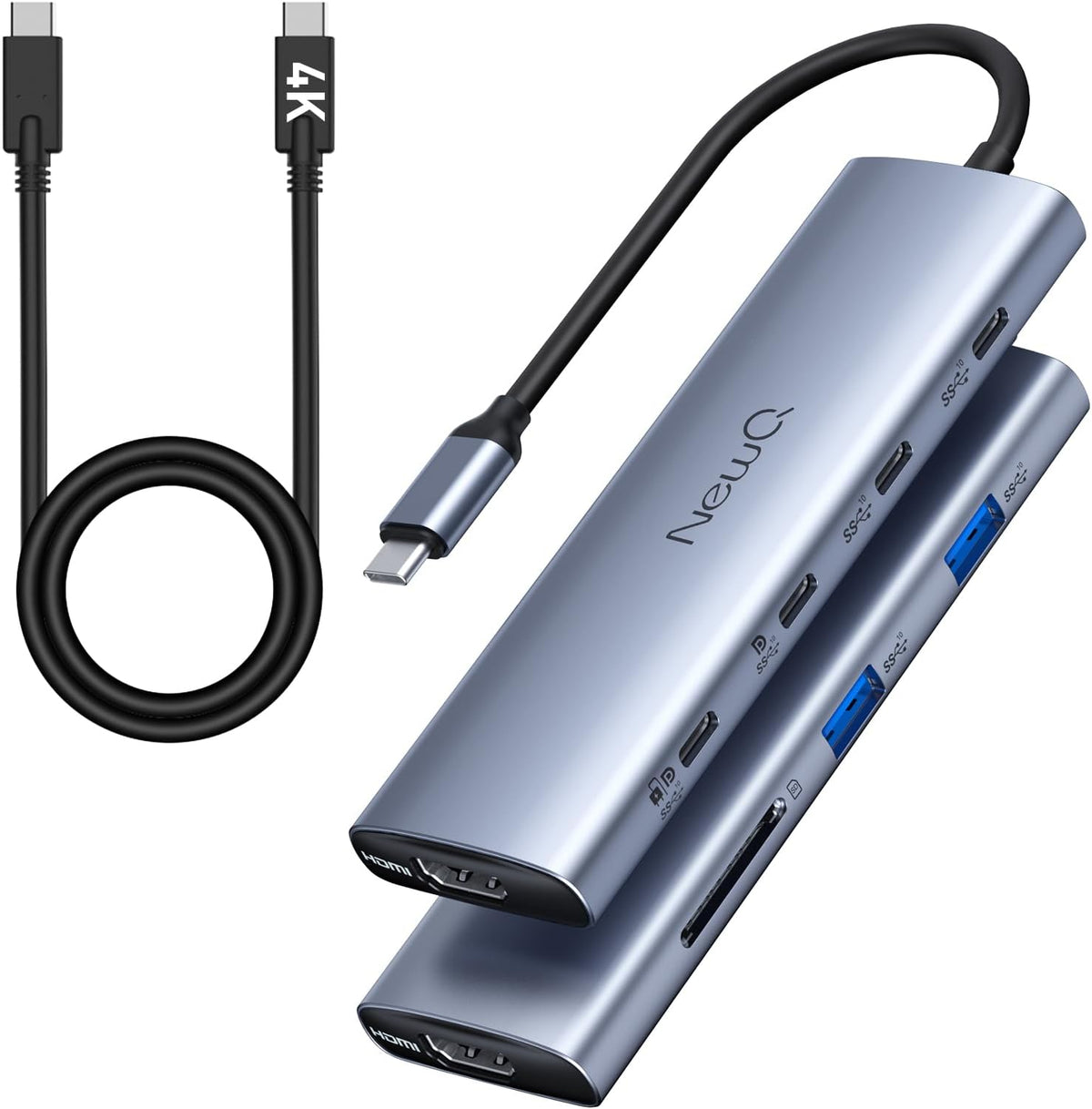 USB C to USBC Hub Dual/Triple Monitor, USBC Splitter 4K@30-60Hz with HDMI, 6 * 10Gbps, 100W PD, SD4.0, Full-Function Type C Port, Docking Station for Windows, Chromos Laptops, with USBC Video Cable