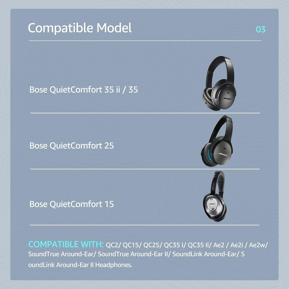 Cooling-Gel QuietComfort 35 / QC35 ii Replacement Ear Pads for Bose Headphones, Also Fit for Bose QC45 QC35 QC25 QC2 QC15/ Around-Ear 2 AE2i AE2w/ SoundTrue & SoundLink Series, Black