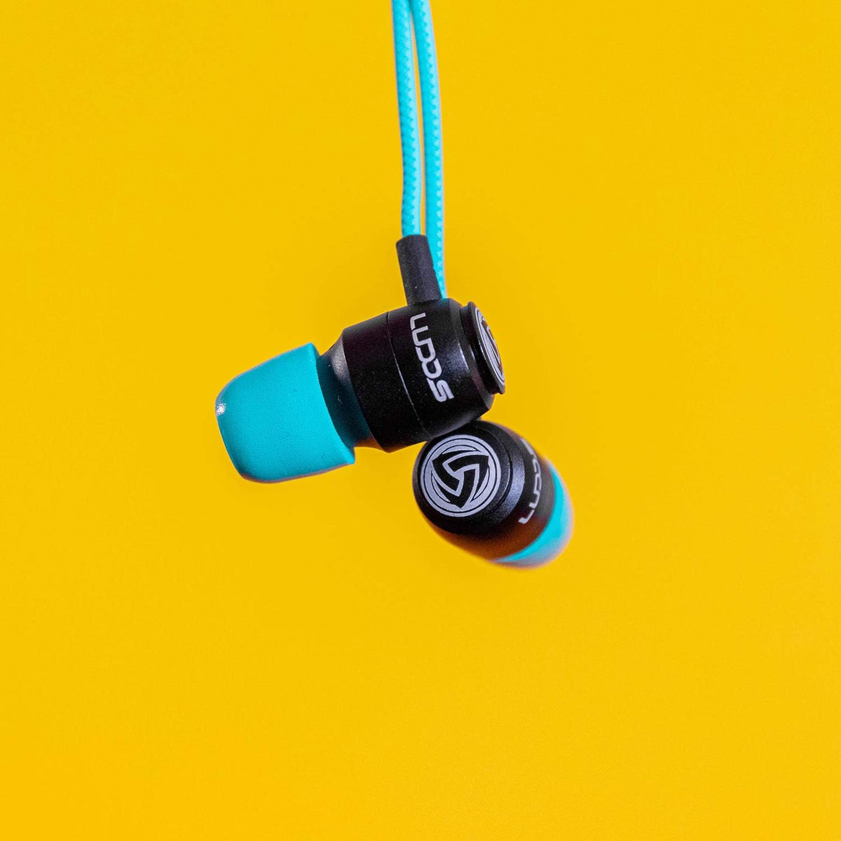 LUDOS Clamor Wired Earbuds in-Ear Headphones, 5 Years Warranty, Earphones with Mic, Noise Isolating Ear Buds, Memory Foam for iPhone, Samsung, School Students, Kids, Women, Small Ears - Turquoise