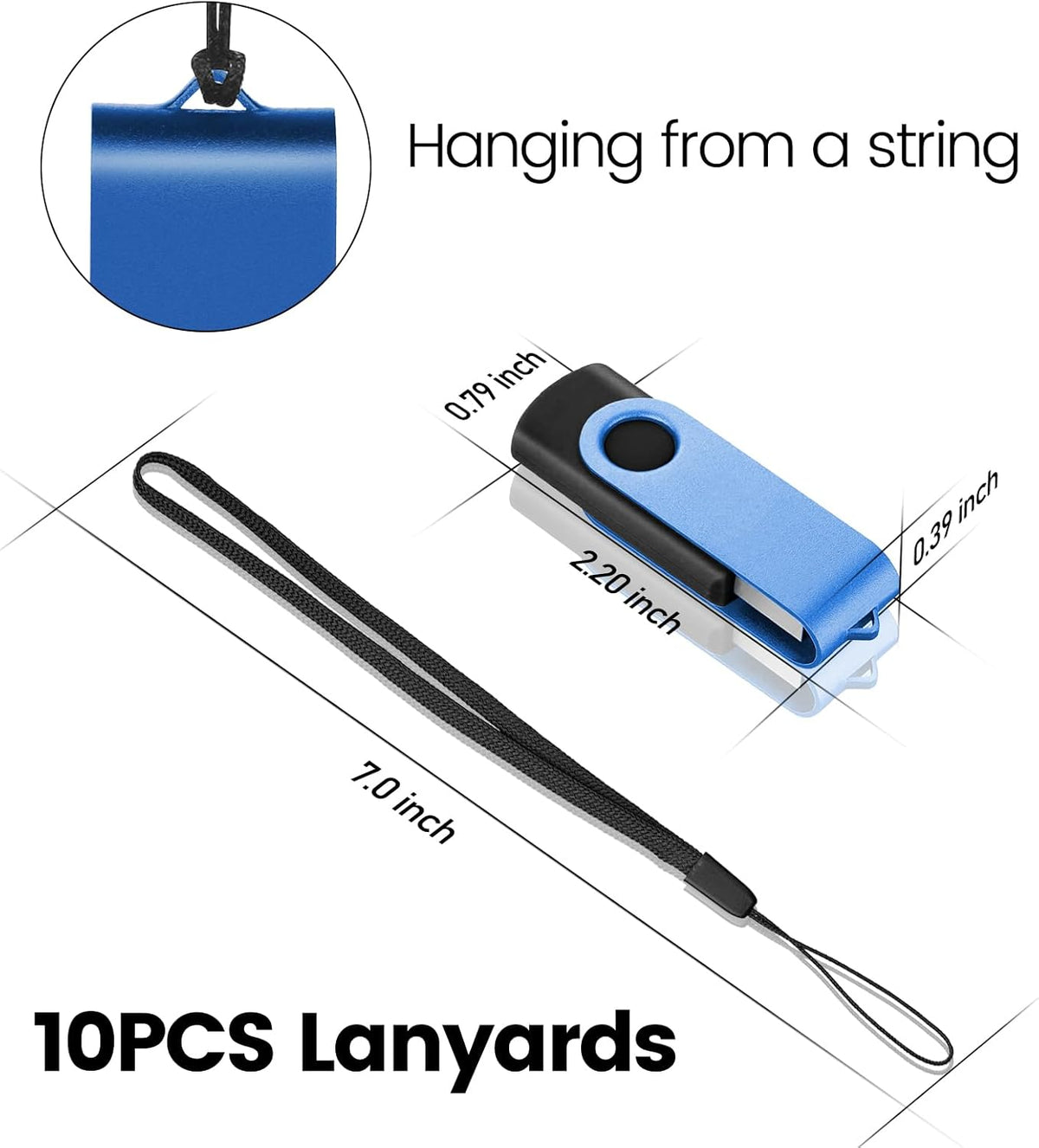 EASTBULL Flash Drive Bulk 4GB USB 10 Pack with Lanyards USB 2.0 Thumb Drive Bulk Memory Stick Swivel Pen Drive for Storage and Backup(4GB 10Pack, Mixed Color)