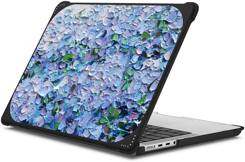 CASETiFY Bounce MacBook Pro 16-inch (M3/M4) Case [Enhanced Protective Corner Design/Ventilation Cutouts/Anti-Slip Grip] - Nantucket Blue Hydrangeas by Ann Marie Coolick - Clear Black