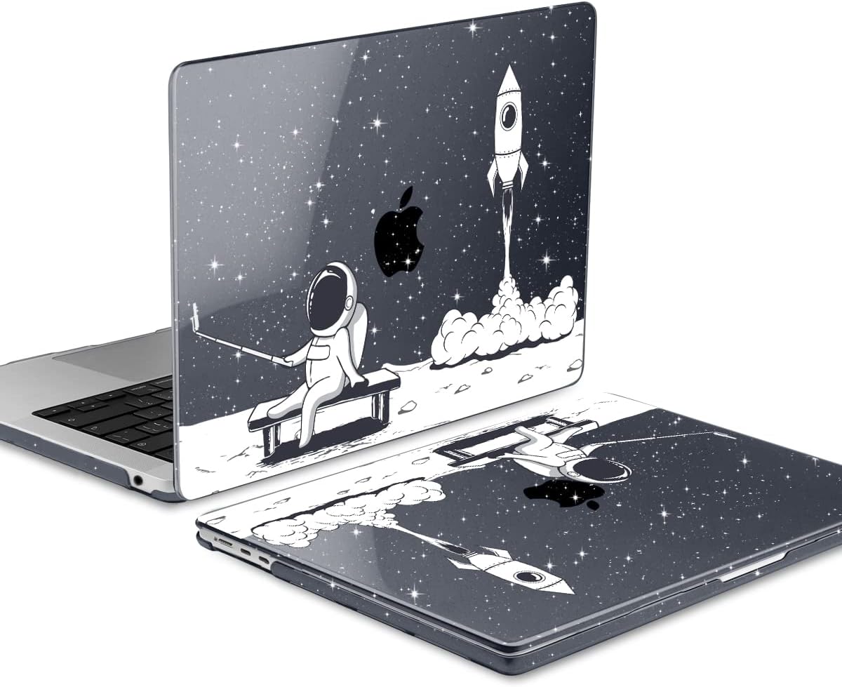 MEEgoodo Case for M4/M3/M2 MacBook Air 13.6 inch Case 2025 2024 2022, Fit Model A3240/A3113/A2681, Laptop Hard Shell with Keyboard Cover Compatible with MacBook Air 13 inch, Astronaut Rocket
