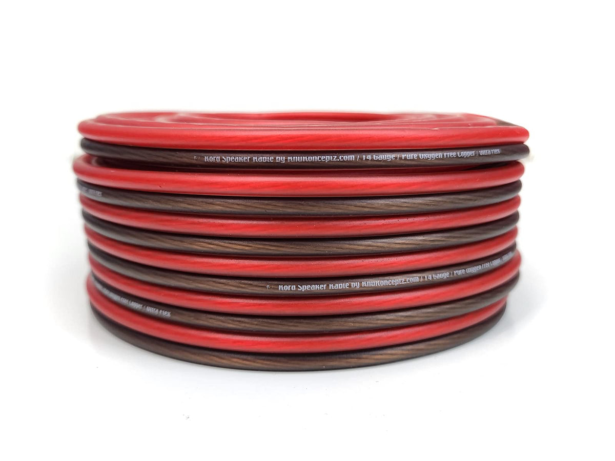 KnuKonceptz Kord Speaker Kable 14 Gauge Oxygen Free Copper Speaker Wire 50 Red/Black