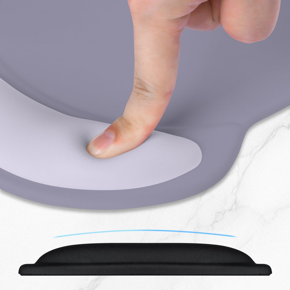 ITNRSIIET Ergonomic Mouse Pad with Comfort Gel Wrist Rest, Non-Slip PU Base, Smooth Textured Surface, Reduces Hand Fatigue & Wrist Pain, 8.7 x 7.2 Inch for Office Gaming Home, Mist Gray