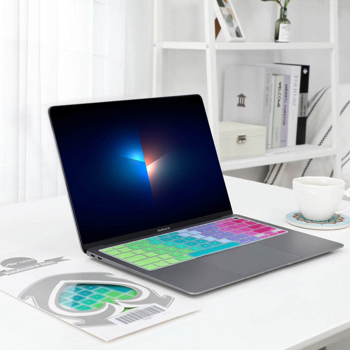 Allinside Silicone Keyboard Cover for New MacBook Air 13 inch A2179 Released in 2020 with Touch ID and Retina Display US Version, Rainbow