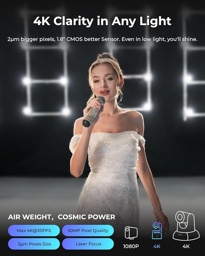 OBSBOT Tail Air &amp Remote Controller Combo AI Tracking PTZ Camera with Intelligent APP Gesture Control HDMI/USB-C/Wireless Webcam Video Camera Live Streaming for Church Worship Sports etc.