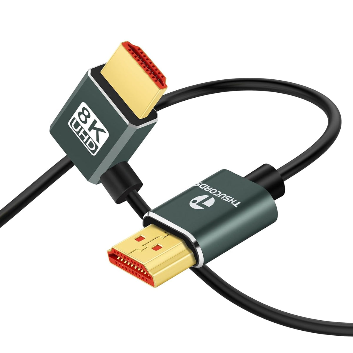 8K 2.1 90 3.3FT, 4K@120Hz 8K@60Hz TV/HDTV/PS5/Blu-ray Thsucords Ultra Thin HDMI Degree Left Angle Cable Flexible Slim
