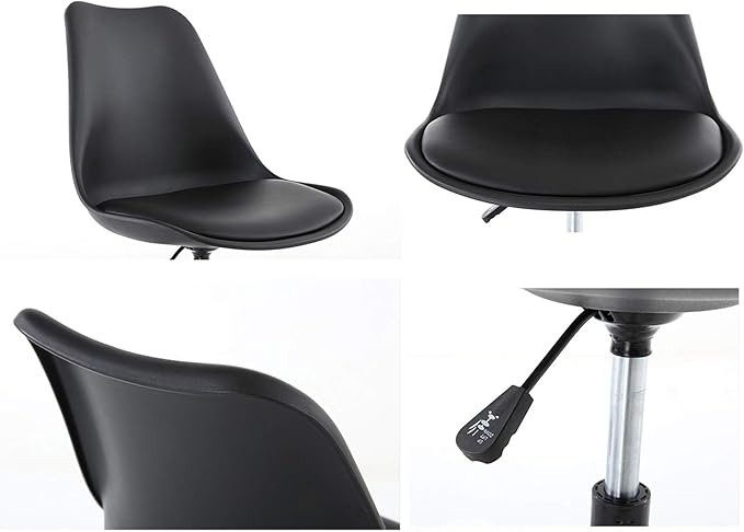 Mlaea Apartment Dining Chair Classroom Dormitory Hotel Chair with Rolling Wheels Backrest Computer Racing Gaming Chair 48 * 43 * 86-96CM(Color:#1)