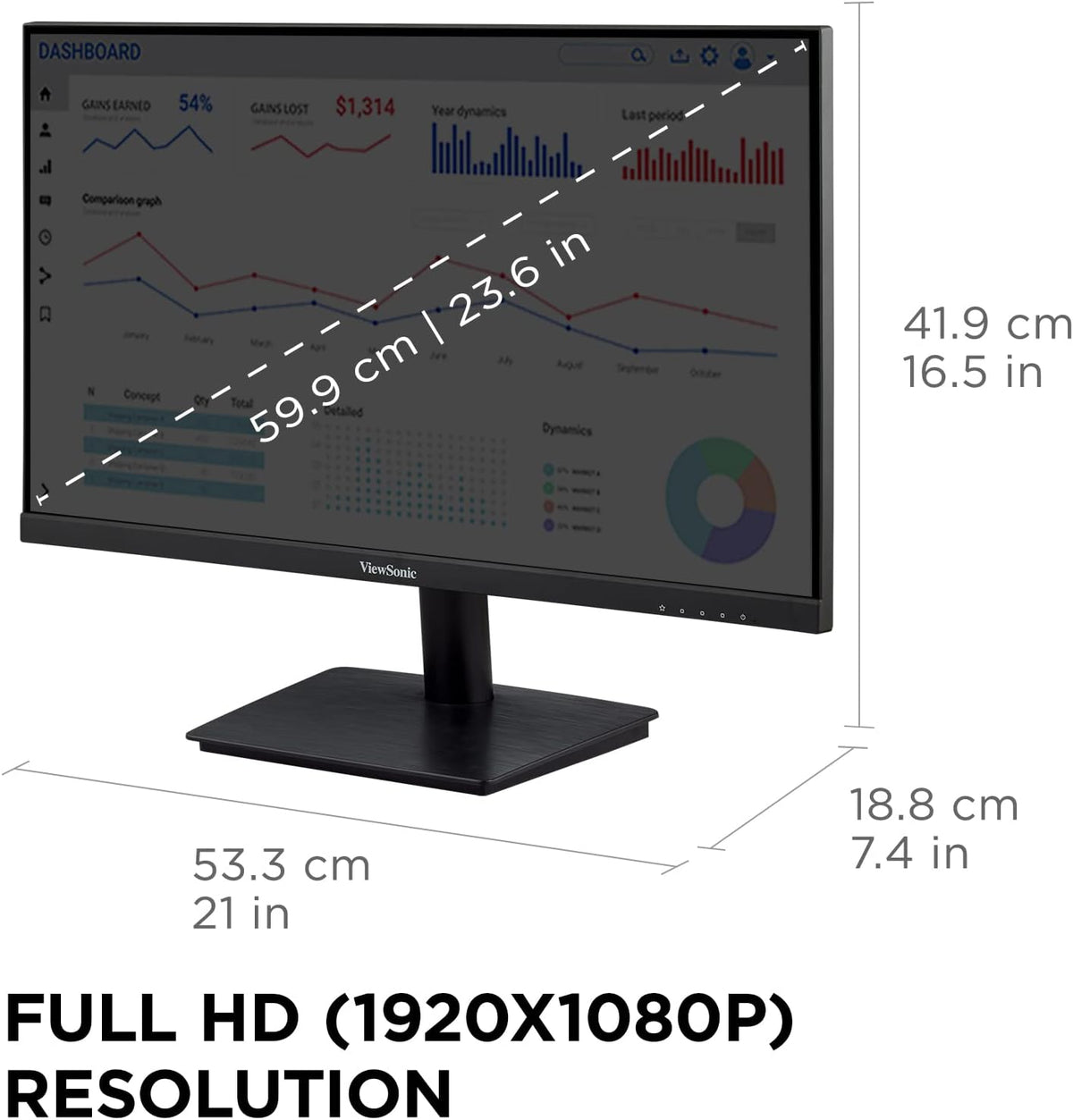 ViewSonic VA2409M 24 Inch IPS Full HD 1080p Monitor with Adaptive Sync, 75Hz, Thin Bezels, Eye Care, HDMI, VGA Inputs for Home and Office
