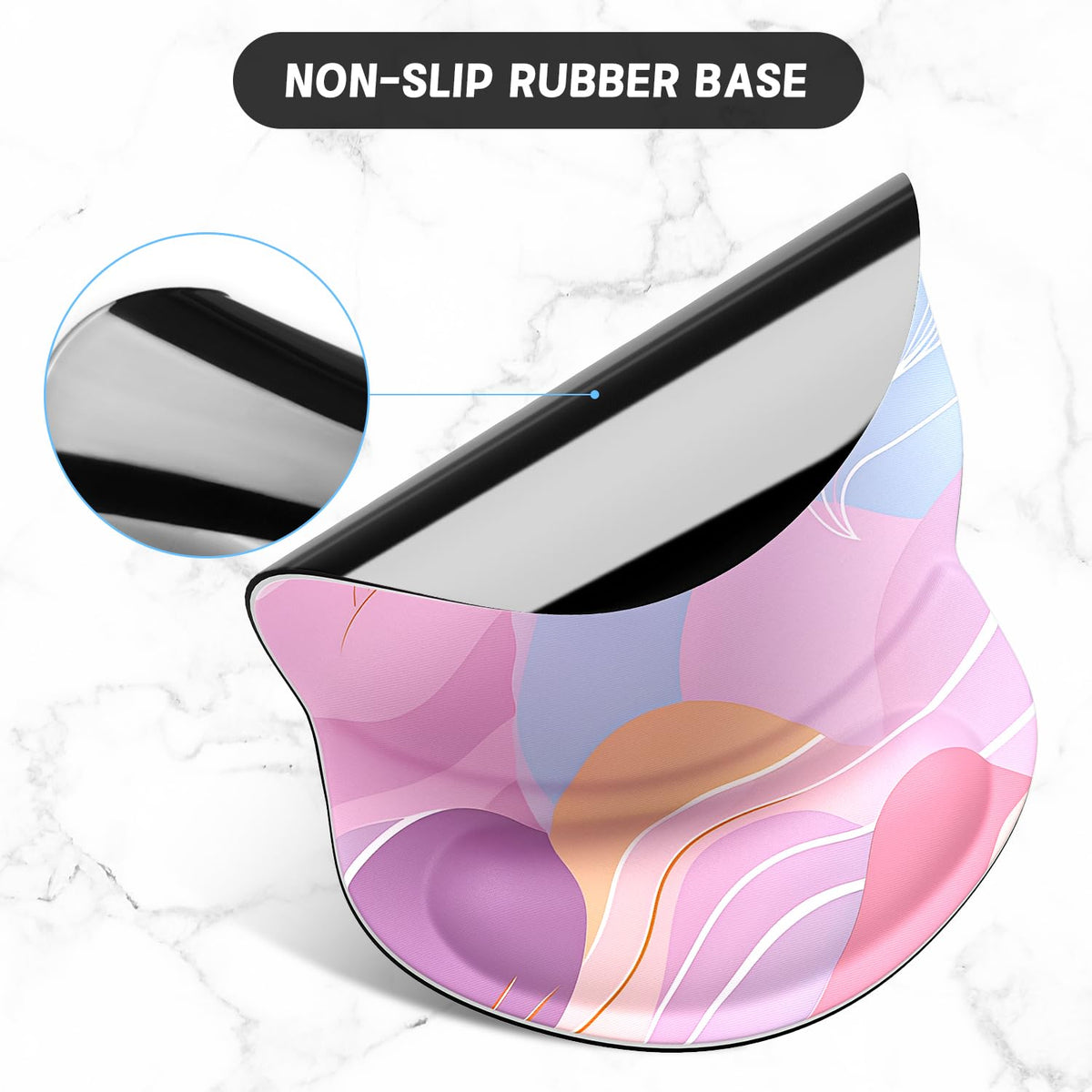 ITNRSIIET Ergonomic Mouse Pad with Gel Wrist Support Small Wrist Rest Smooth Surface Non-Slip PU Base Comfortable Office Supplies Pain Relief, 8.7 x 7.2 inches, Art Style Pattern