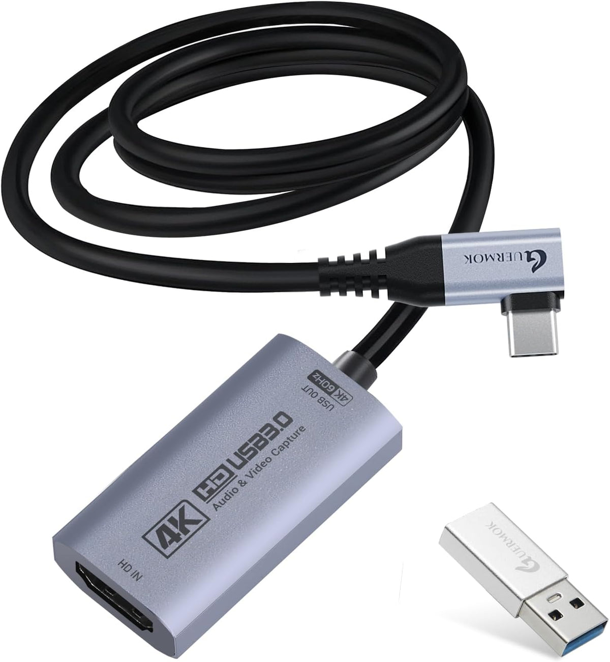 Guermok 4K@60FPS 90 3.3ft, 2K@144PS 3.0 Quest3, PS5/4, Switch2/1, Video Capture Card, USBC, USB HDMI to USB C/A Capture