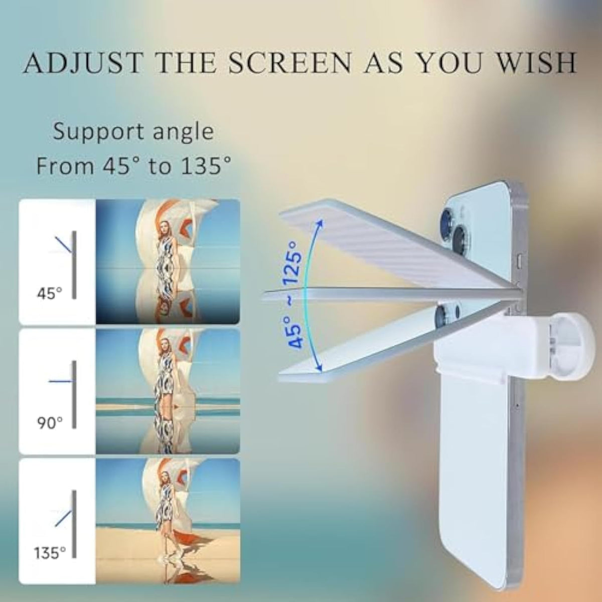 Mirror Effect Lens - Capture Stunning Reflections Instantly, Smartphone Camera Mirror Reflection Clip Kit, Mirror for Phone to Use Back Camera, for Travel Photography (White)