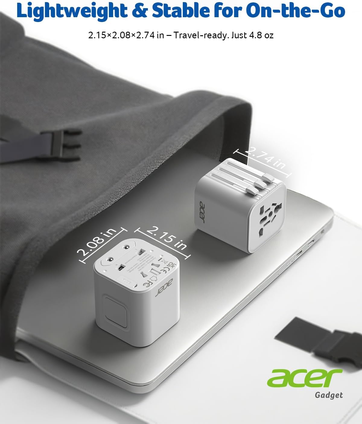 Acer US to Europe Plug Adapter, Universal Travel Adapter, International Power Adapter for USA to Europe UK France Germany Spain Ireland Australia (Type C/G/A/I),White