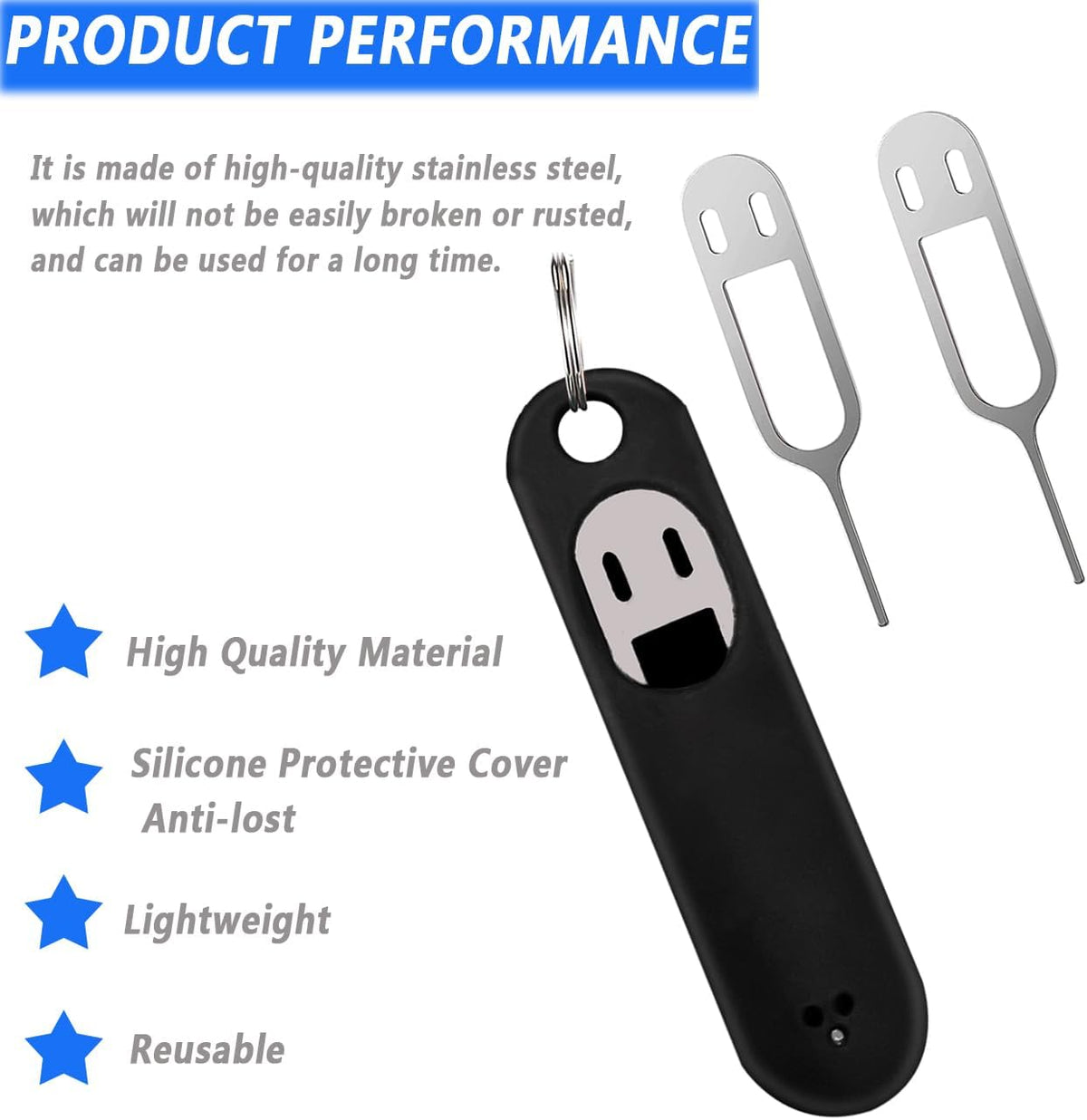 6 Pack SIM Card Removal Tool,Sim Card Tray Opening Tool Eject Pins Needle Opener Ejector Compatible with All iPhone Apple iPad Samsung Galaxy Cell Phone Smartphone Watchchain Link Remover, Black,White