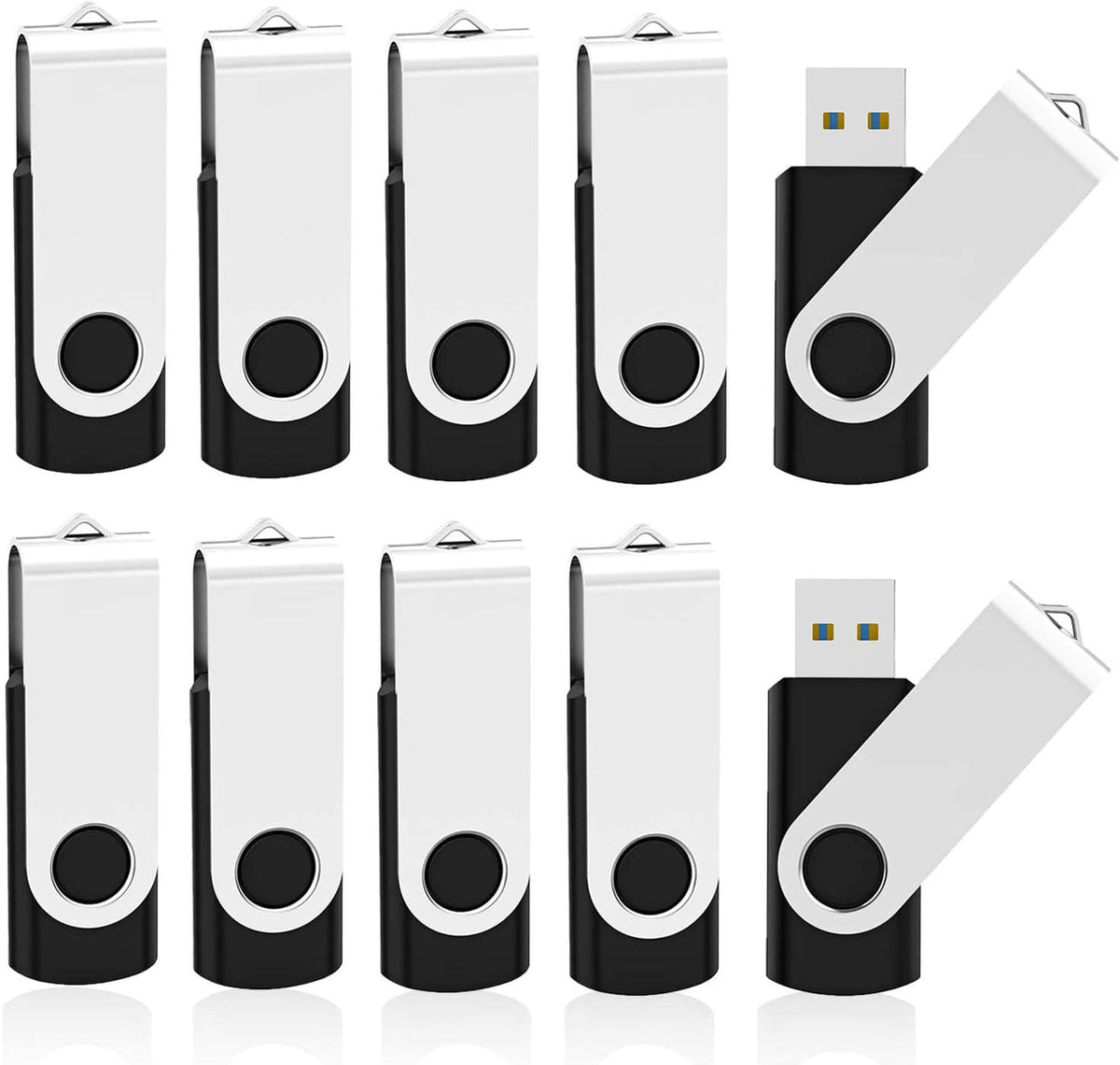 KOOTION 16 GB USB 3.0 Flash Drive 16gb Flash Drives 10pcs Thumb Drive Keychain Jump Drive Swivel Memory Sticks, Black