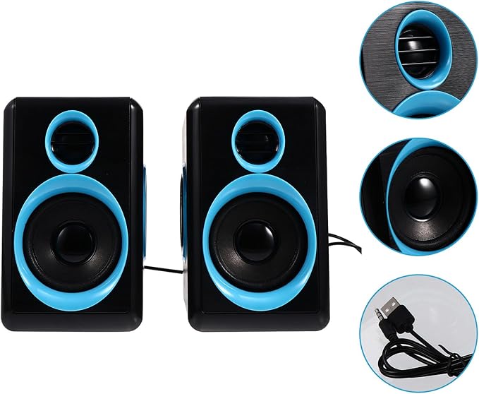 Mini USB 2.0 Computer Speakers with Surround Sound Compact Desktop and Laptop Multimedia Speaker Compatible with Dc 5v Power for Home and Office Use