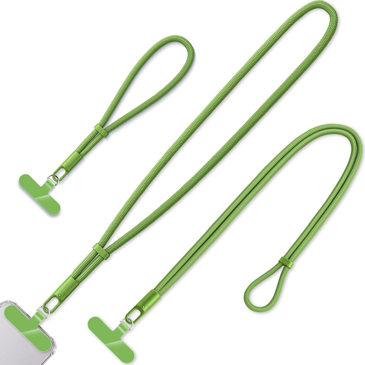 3 Pack Phone Lanyard,1×Phone crossbody strap,1×Phone Neck Strap,1×Wrist Strap,3×Tether Tabs,Universal Cell Phone Multifuctional Patch Polyester Lanyards(Green)