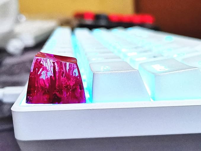 1 Pcs Handmade Seabed Landscape R4 Keycap Resin Artisan Backlit Switch SA Profile for Cherry MX RGB Gaming Mechanical Keyboard DIY Replace (red)