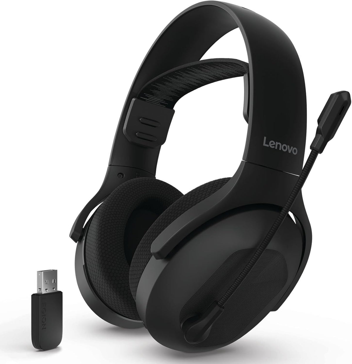 Lenovo Legion H410 Wireless Gaming Headset, Bluetooth or 2.4 GHz USB-A Connection, Lightweight (304 Grams), Adjustable Headband, Flip to Mute Mic, Black