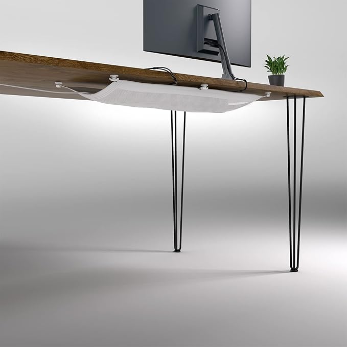 Cable Management net - Under Desk Wire Management - Flexible Under Desk Cable Management Tray White