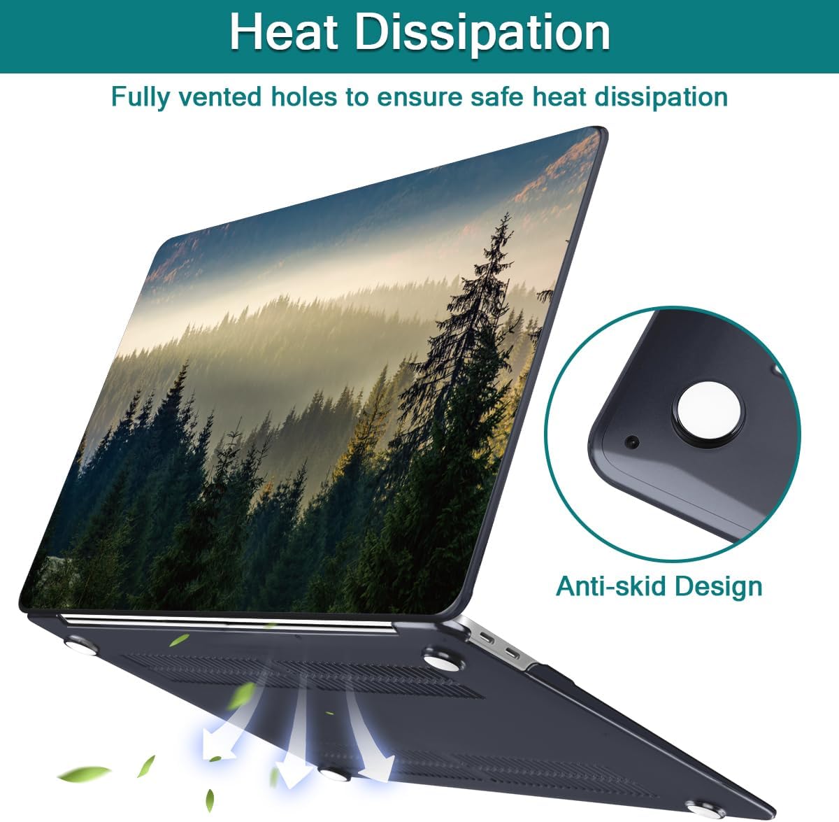 Teryeefi Compatible with MacBook Pro 13 inch Case M2 M1 2024, 2023, 2022-2016（A2251 A2289 A2159 A1989 A1708 A1706 with Touch Bar, Plastic Hard Shell Cover for 13" MacBook Pro, Forest Landacpe