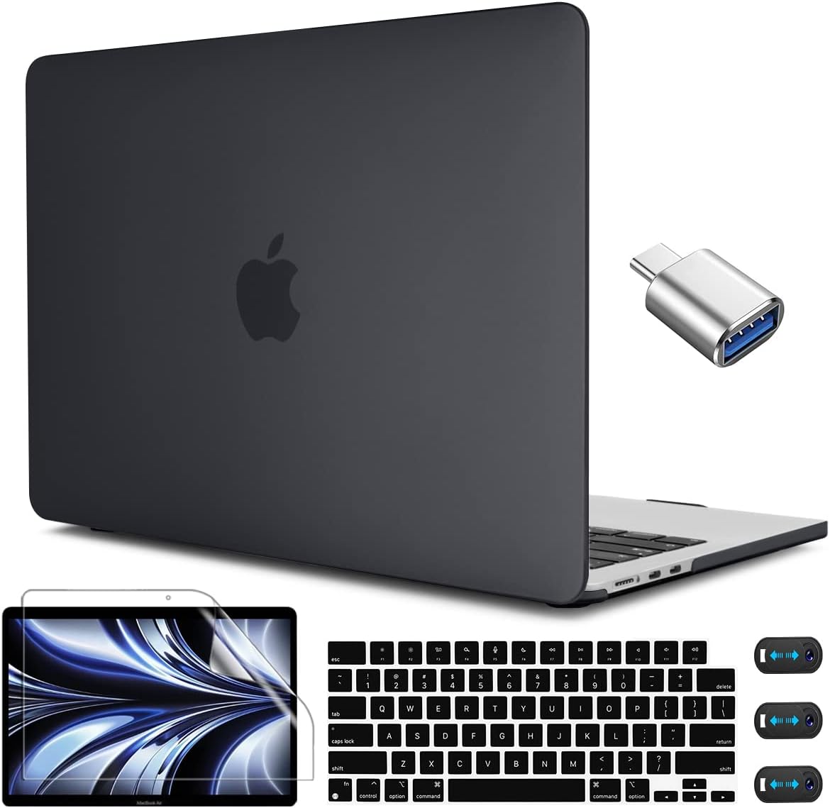 CISSOOK Laptop Hard Shell Case for MacBook Air 13.6 inch M2 A2681, M3 A3113, 2022, 2024, Black, Protective & Scratch Resistant