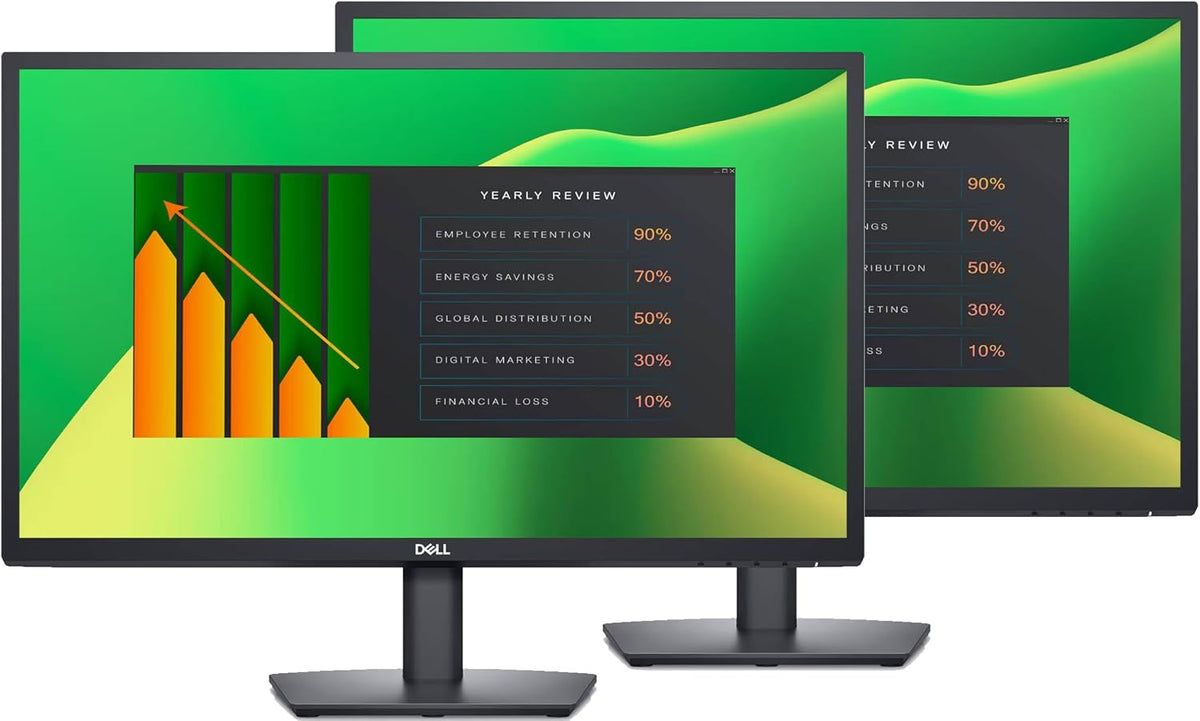 Dell 24" FHD VA (1920x1080) 60Hz Flicker Free Monitor, Anti-Glare Display, 1 x DisplayPort, 1 x VGA, VESA Mount (100x100mm), Ideal for Home & Business, Black Color (2025 Latest Model) (2 Pack)