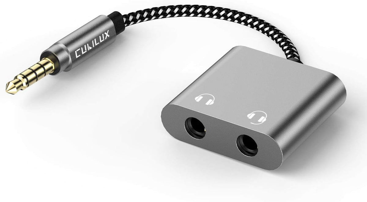 Cubilux 3.5mm Male to Dual Female Headphone Jack Splitter for Sharing Music, 2-Way 1/8” Stereo Audio Y Adapter, Compatible with MacBook iPad PC Computer Phone Laptop Tablet PS4 PS5 Xbox One/360