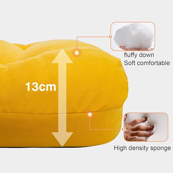 Floor Chair Gaming Floor Seat for Living Room Adjustable Backrest with Cotton Linen Cover for Balcony Reading Bedroom Study Room(Yellow)