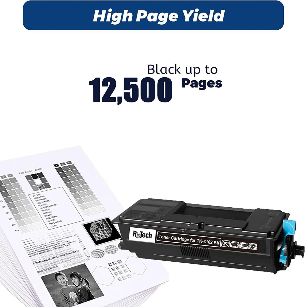 TK3162 TK-3162 Black Toner Cartridge, 1T02T90US0 Compatible for Kyocera ECOSYS P3045dn M3645idn M3145idn Printers, Extra High Capacity Up to 12,500 Pages,with Upgraded Chip,No Fading,No Streak
