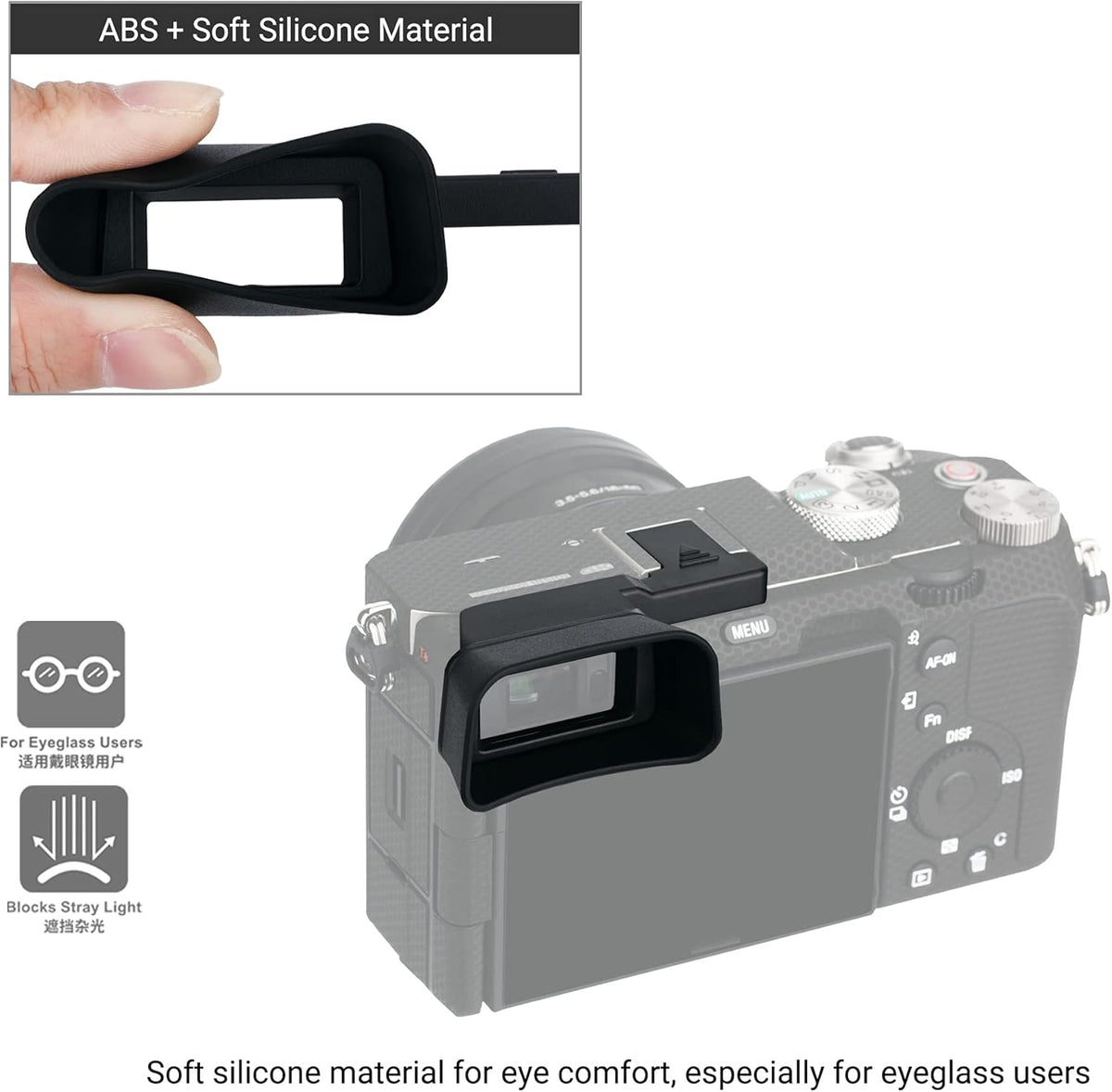 A7C A7 A7C A7CR] KIWIFOTOS Soft Silicone Extended Viewfinder Eyecup Eye Cup Eyepiece for Sony C Camera, Install via