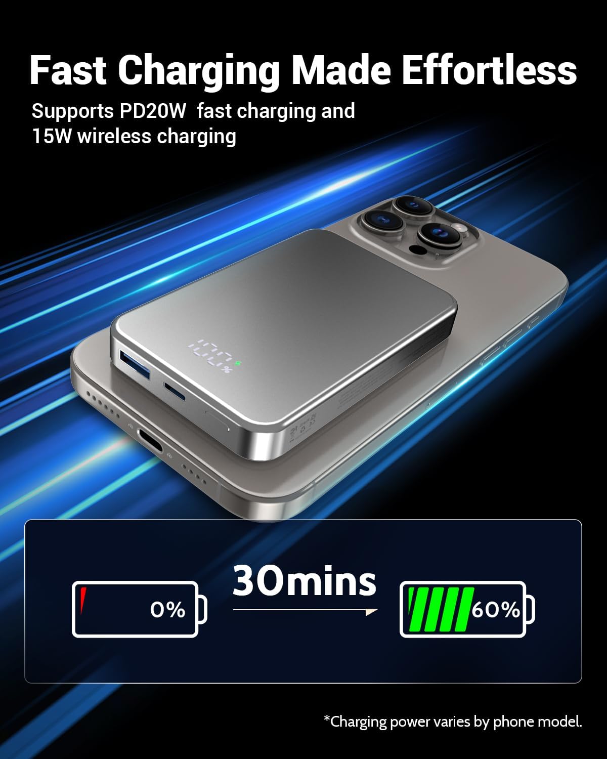 for Magsafe Portable Charger, Aluminum Alloy Small 10000mAh 20W PD Magnetic Power Bank, USB-C in&Out Wireless Battery Pack Phone Charger for iPhone 16/15/14/13/12 Plus Pro Max Series -Silvery