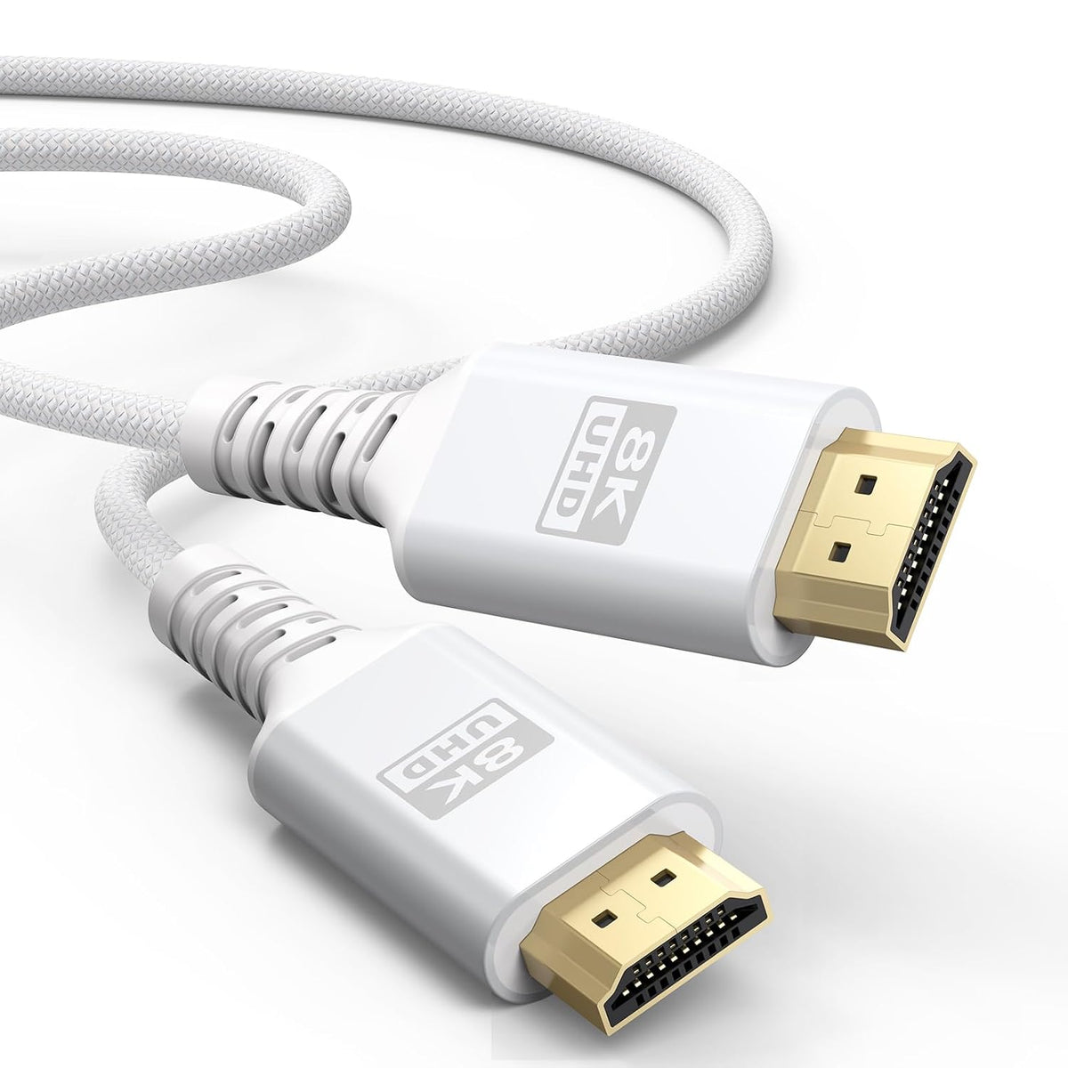 8K 15 48Gbps 2.1 8K@60Hz, 4K@120Hz, HDR10+, Dolby, 3D, HDCP2.3 Laptop/Monitor/HDTV/Soundbar/Blu-ray/PS5/Xbox White HDMI