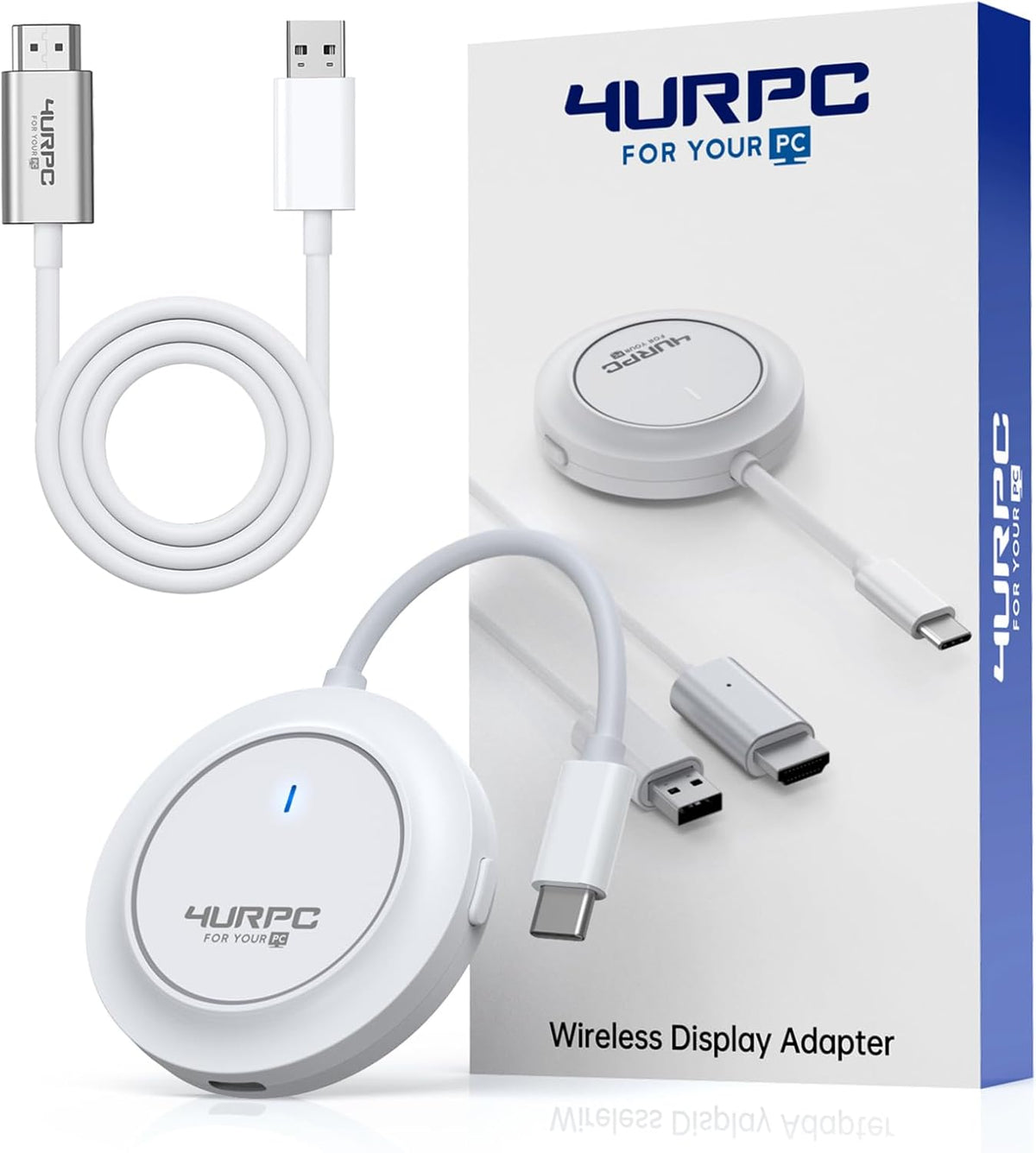 Wireless USB C Transmitter and HDMI Receiver, 2.4G/5G Wireless USB-C to HDMI Extender 98FT/30M,1080P Wireless Display Adapter Stream Video/Audio to TV/Monitor/Projector from Laptop,iPad,Phone,Mac mini