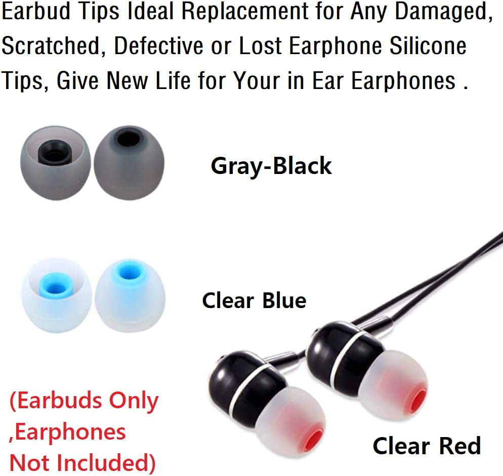 9 Pairs Earbuds Replacement Tips SML, Soft Comfortable Silicone Earbud Tips Fit Most Inner Hole 3.8mm -5.1mm Headphones