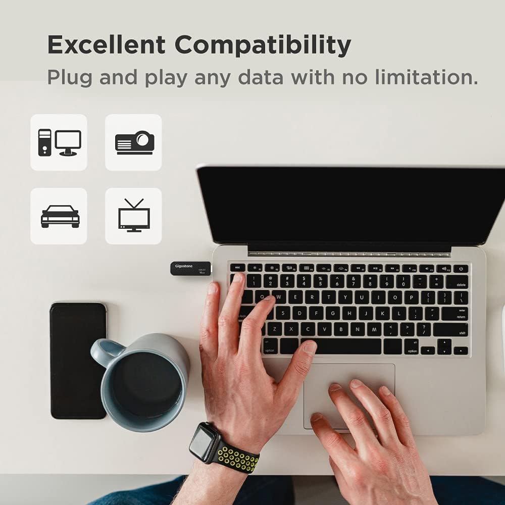GIGASTONE V30 64GB USB 2.0 Flash Drive, Retractable Sliding Design Pen Drive, Carbon Fiber Style Thumb Drive, Reliable Performance & Durable