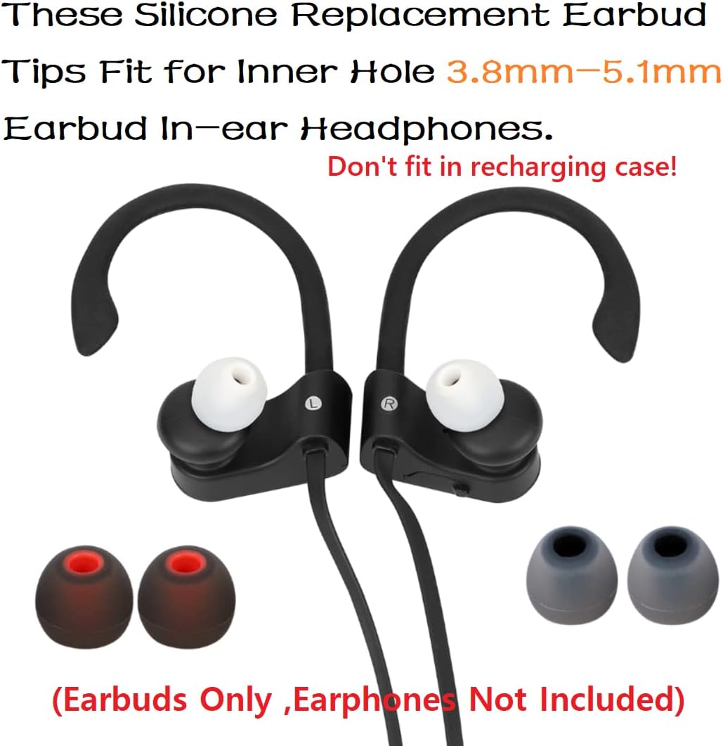 Earbud Replacement Tips Silicone Earbud Tips Headphone Earbud Tips Ear Gels Fit for Inner Hole from 3.8mm - 5.1mm Earphones 9 Pairs S/M/L
