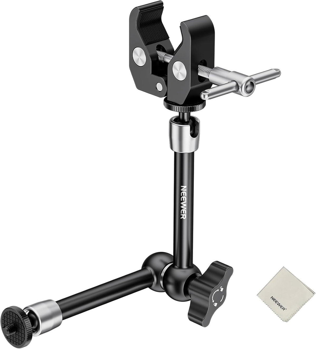 9.8"/25cm 1/4" 3/8" 4.4lb/2kg, ST25C NEEWER Magic Arm with Super Clamp & Cleaning Cloth, & Threads for Flash/LED