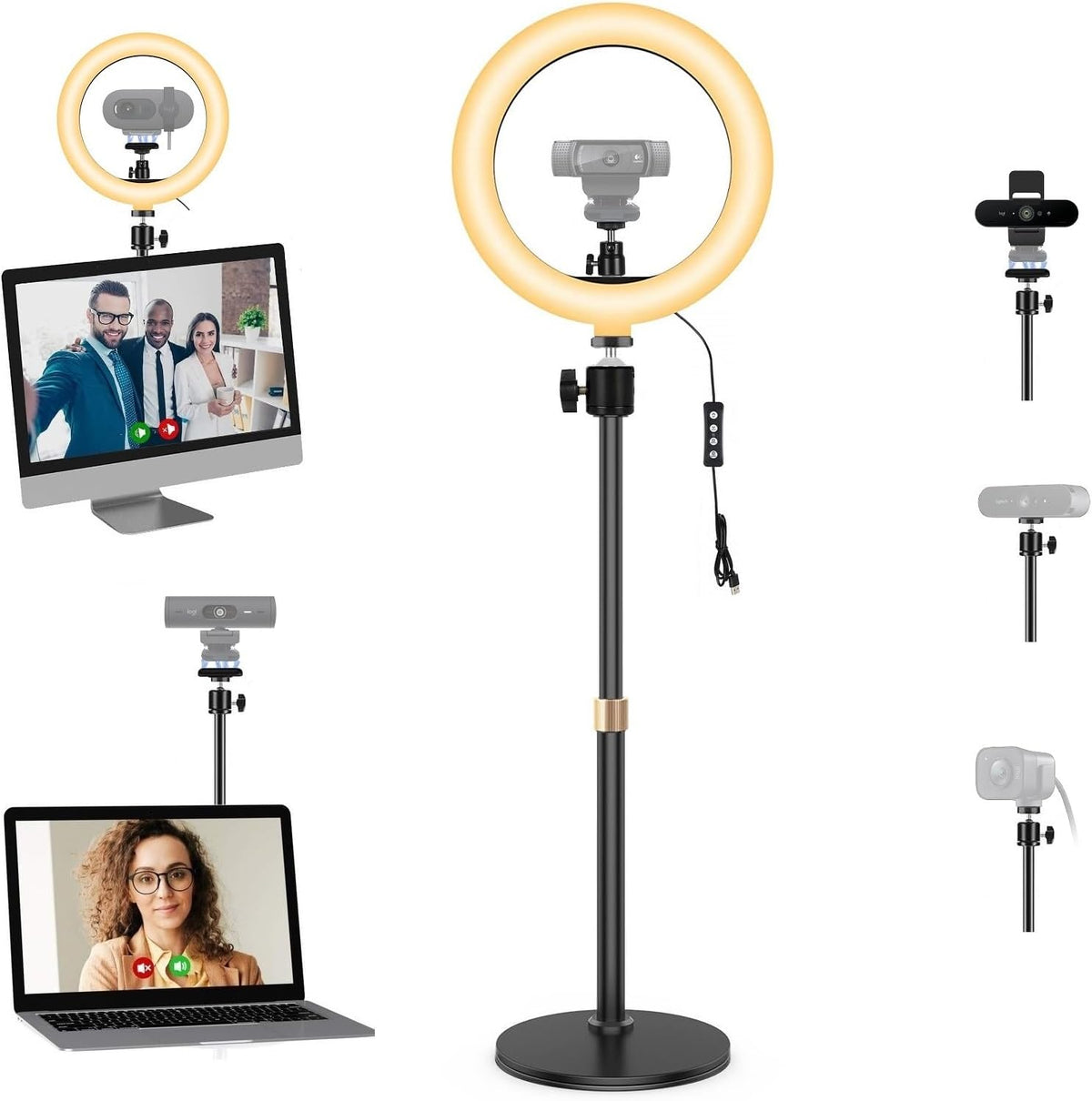 AceTaken Stand,10 Inch C920 C922 C930e C925e C615 501 301 101 4K C270 C310 Magnetic Webcam Light with Ring Light