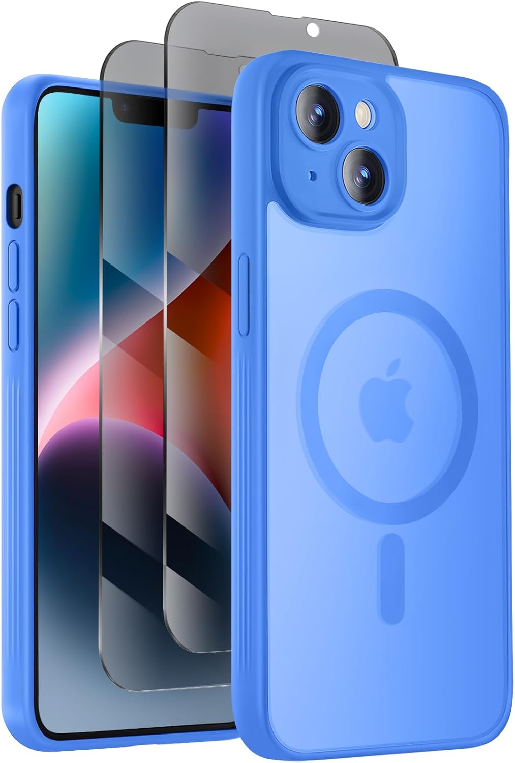 Designed for iPhone 14 Case, Compatible with MagSafe, with Privacy Screen Protectors X2, [Camera Protection] [15FT Military Drop Protection] Shockproof Phone Case, 6.1", Blue