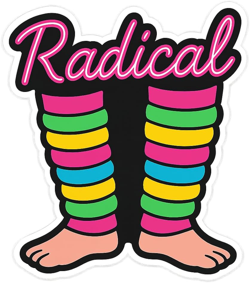 80s (2.75" 3.25") Retro Leg Warmers Sticker - Vibrant Radical Design for Laptops, Water Bottles, and More x