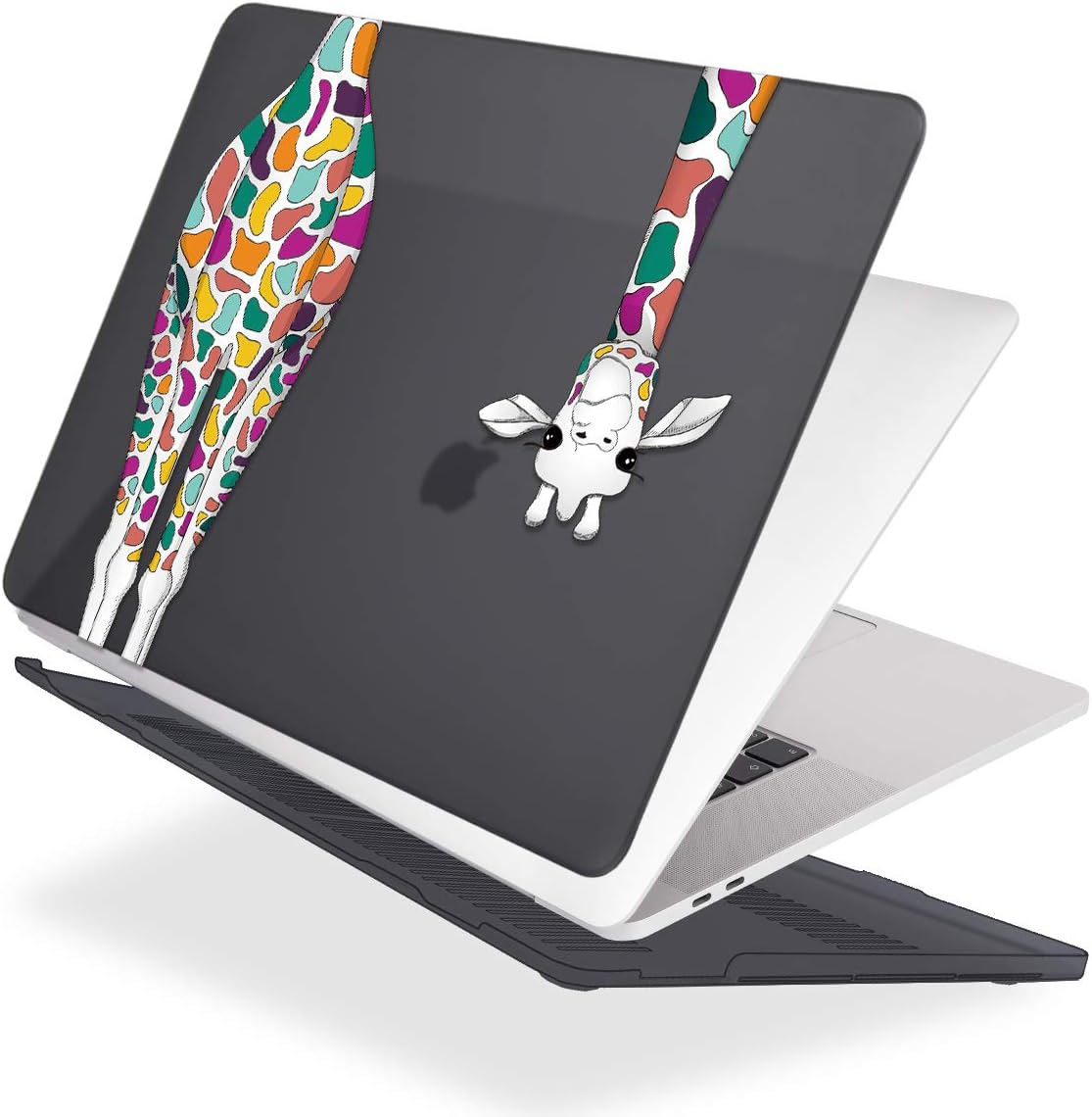 Mektron for MacBook Pro 16 Case A2141 2020 2019 Release, Matte Black Colorful Giraffe Smooth Hard Shell Cover 16 inch Laptop Case w/Keyboard Skin & Screen Protector & Dust Plug