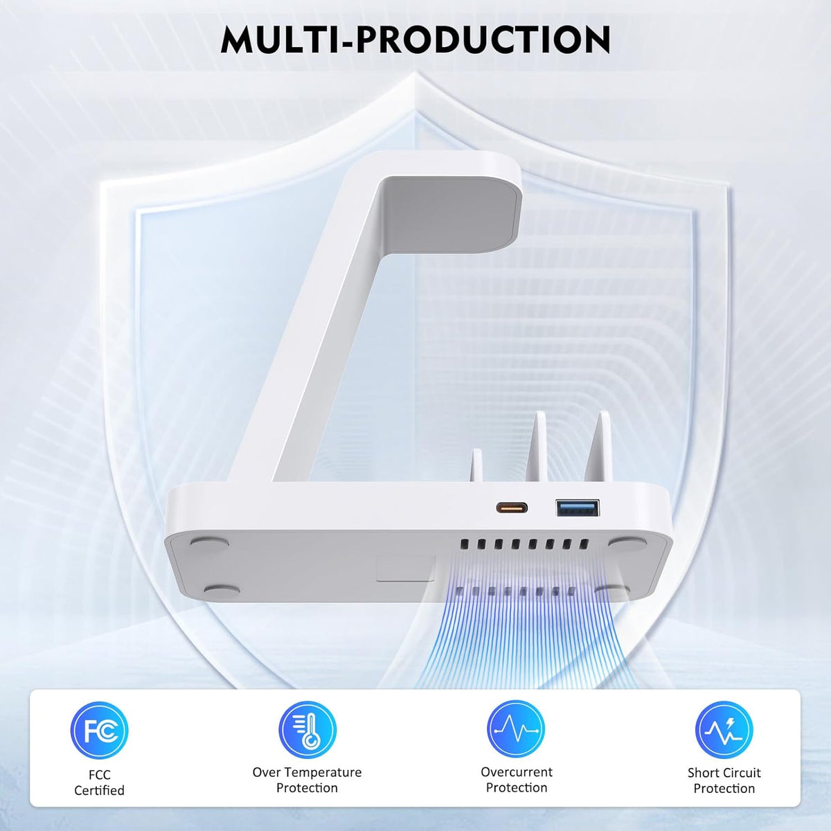Wireless Charger for iPhone - 5 in 1 Charging Station for Multiple Devices Apple: Fast Wireless Charging Stand Dock for iPhone 16e 16 15 14 13 12 Pro Max Apple Watch Airpods(White)